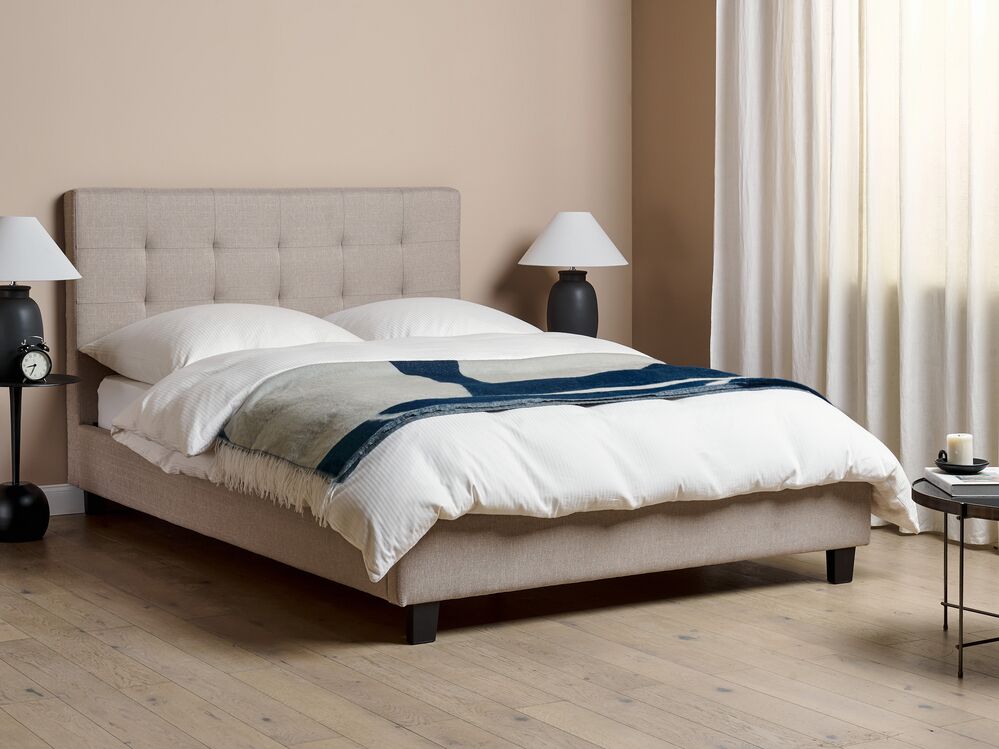 Lit avec sommier Tissu LA ROCHELLE 140 x 200 cm Gris clair