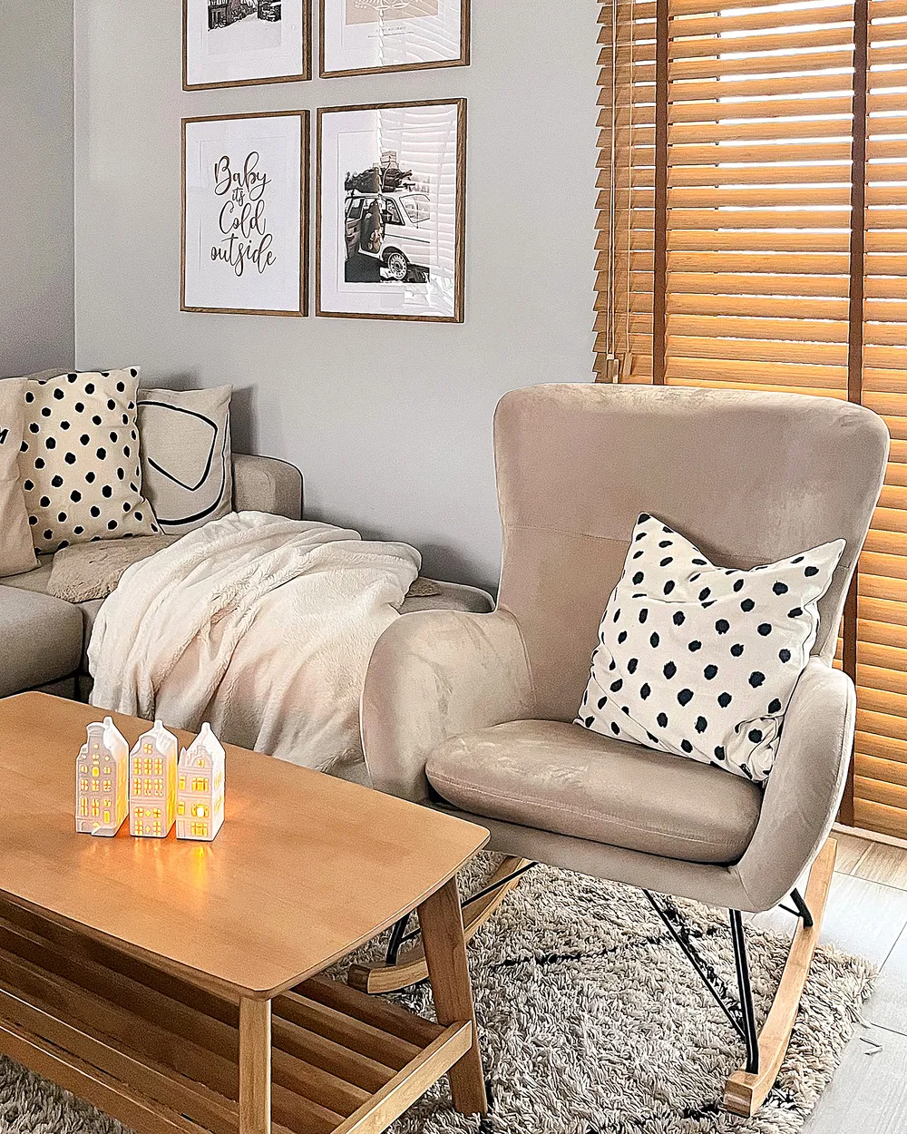 Rocking Chair ELLAN Velvet Beige_885411