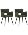 Lot de 2 chaises de salle à manger en tissu bouclé vert foncé SANILAC_887241