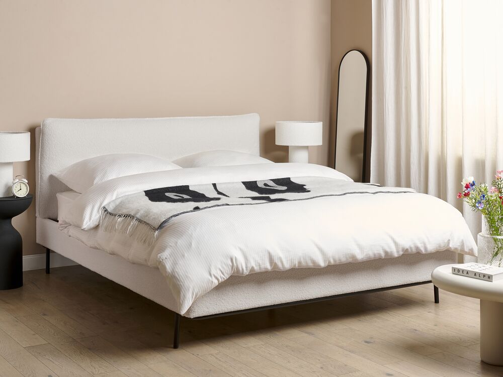 Bed Boucle CORIO 160 x 200 cm (EU King Size) Off-White