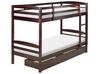 Dřevěná patrová postel s úložným prostorem 90 x 200 cm tmavé dřevo REGAT_877126