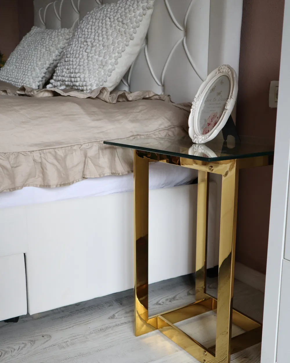 Side Table CRYSTAL Tempered Glass Gold_982315