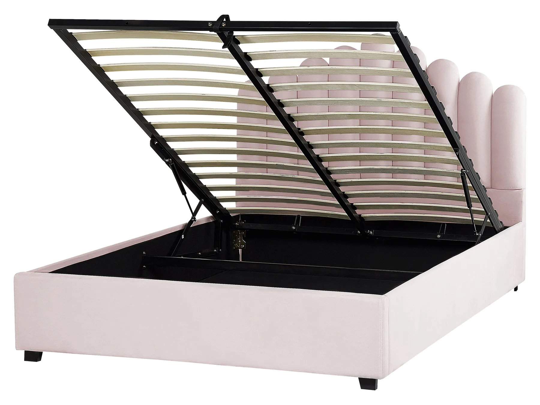 Ottoman Bed VINCENNES Velvet Pastel Pink 160 x 200 cm (EU King Size)_837332