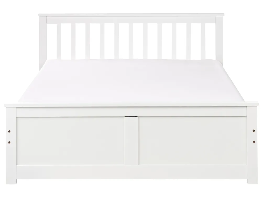 Bed Pine Wood OLENDON 140 x 200 cm (EU Double) White_954740