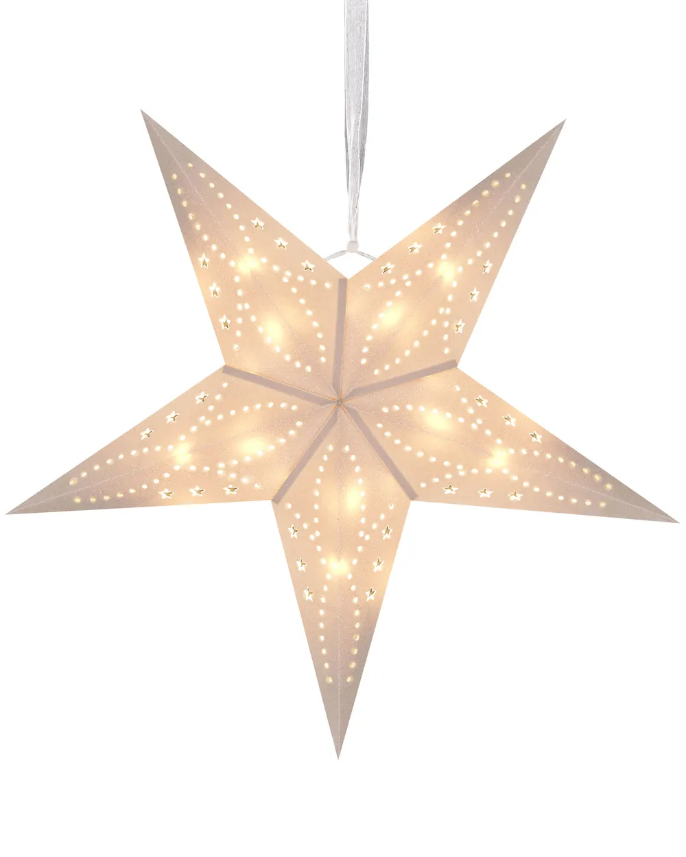 Zestaw 2 dekoracji wiszących LED MOTTI 45 cm Gwiazda Biały_835510