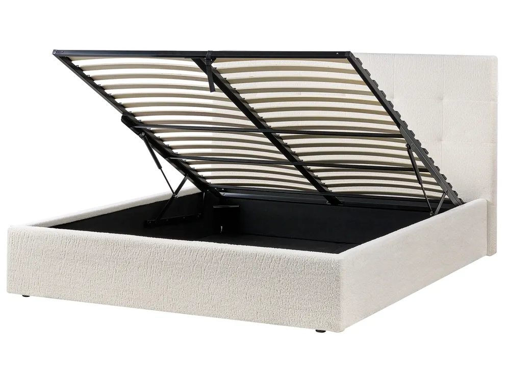 Ottoman Bed LORIENT Boucle Off-White 160 x 200 cm (EU King Size)_1040175