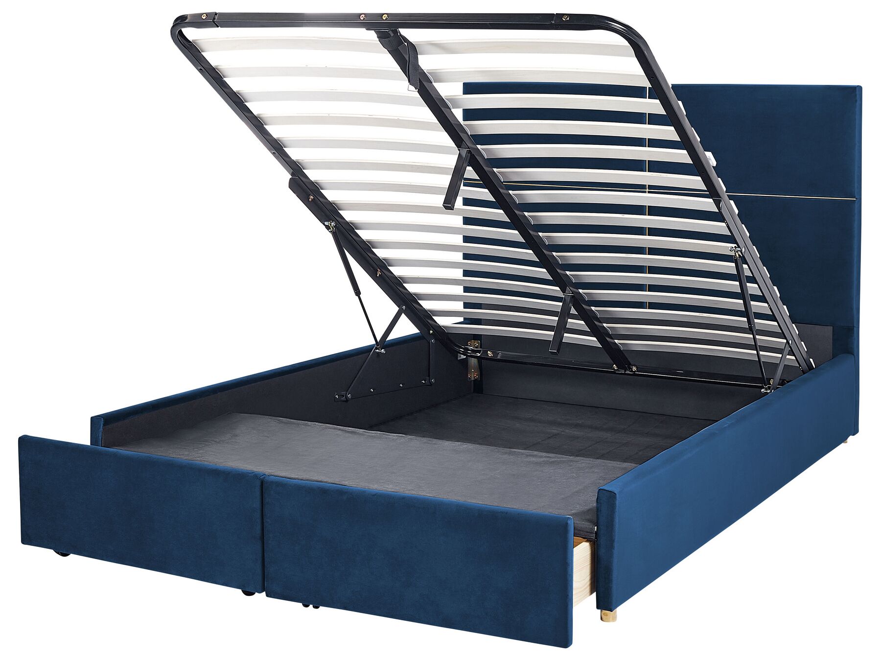 Sametová postel s úložným prostorem 140 x 200 cm modrá VERNOYES_861335