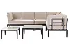 Garden Corner Sofa with Table 6 Seater RIMA Modular Metal Beige Left Hand