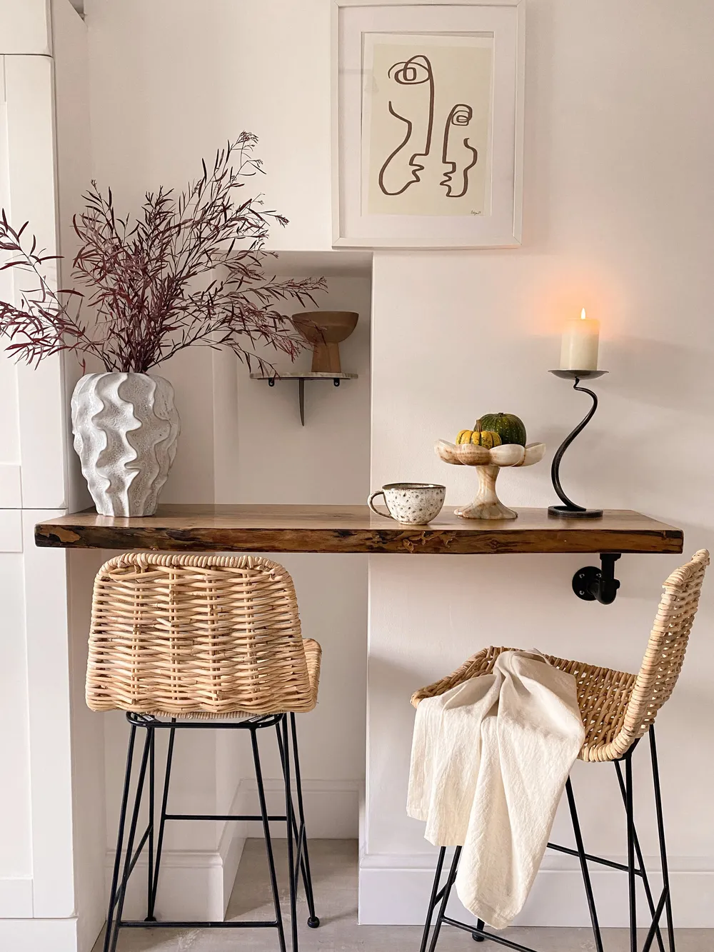 Set of 2 Bar Chairs CASSITA Rattan Natural_834401