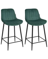 Set of 2 Bar Chairs DUBROVNIK Velvet Emerald Green_928815