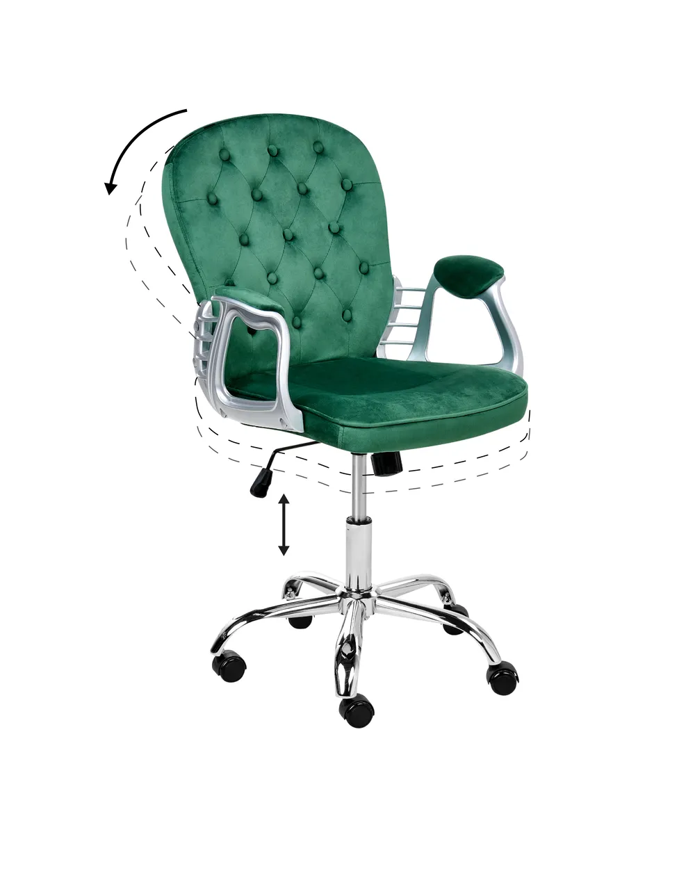 Desk Chair PRINCESS Velvet Green - Main Image