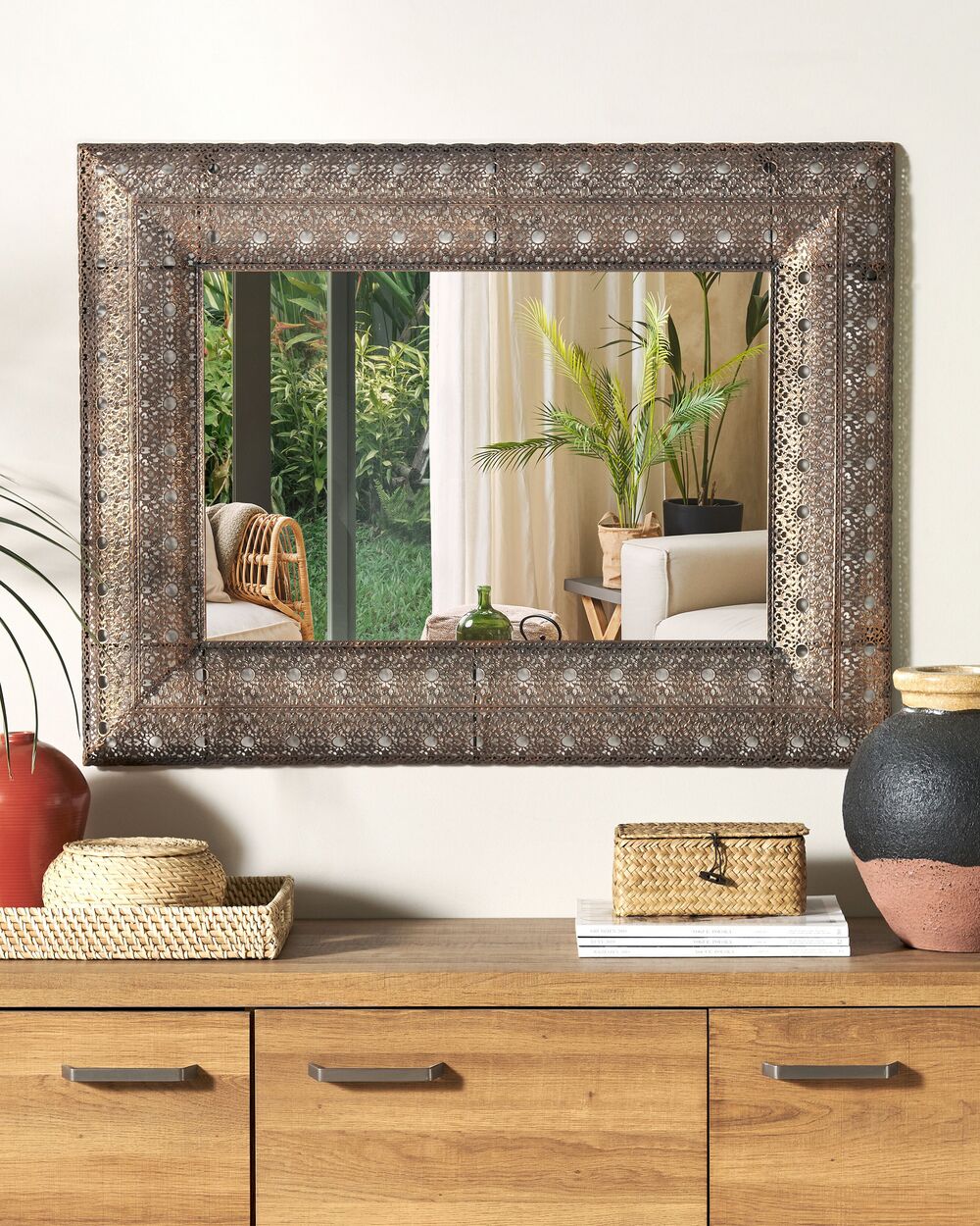Wall Mirror DEHRADUN 69 cm 90 cm Metal Copper