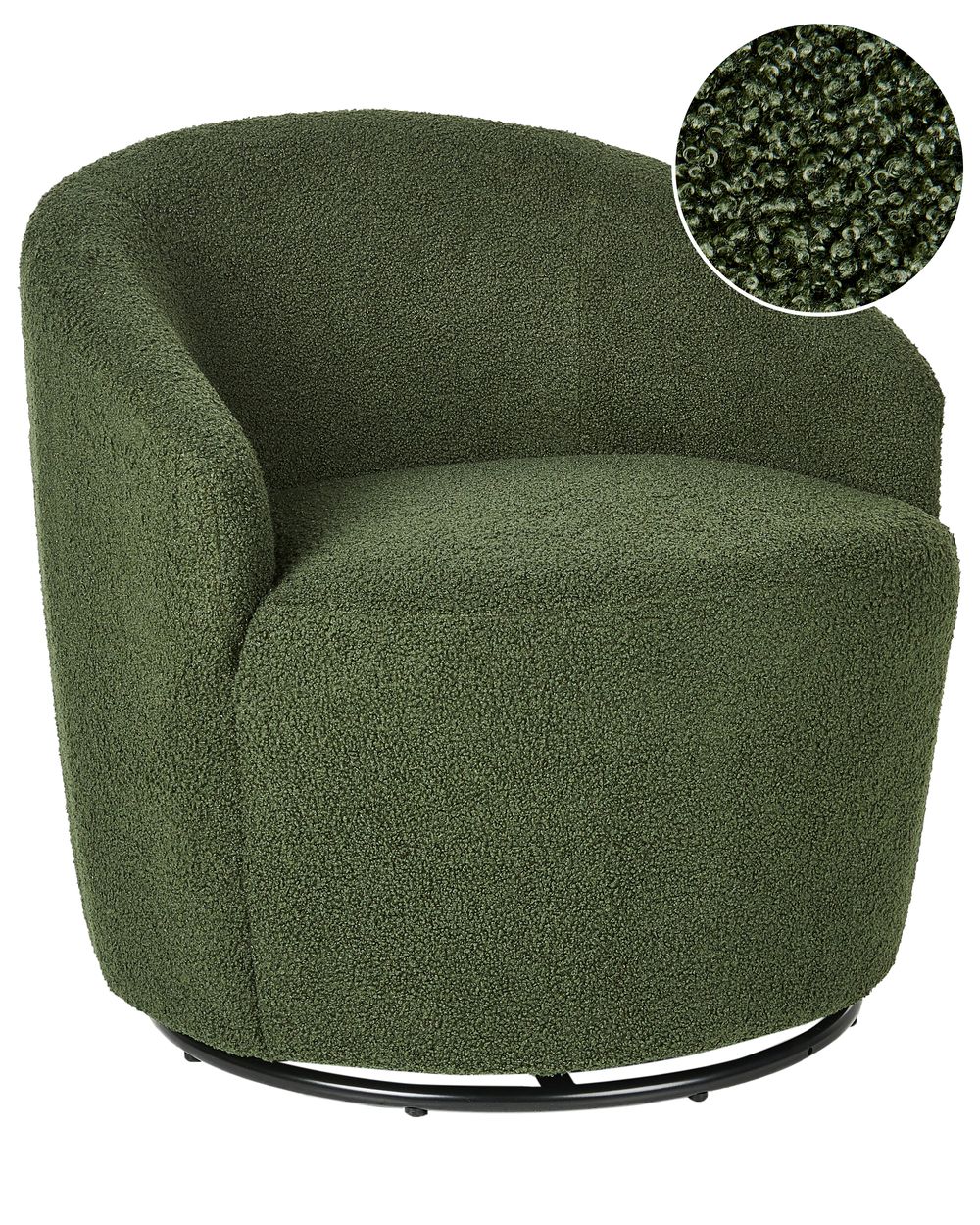 Swivel Armchair DAVIK Boucle Dark Green