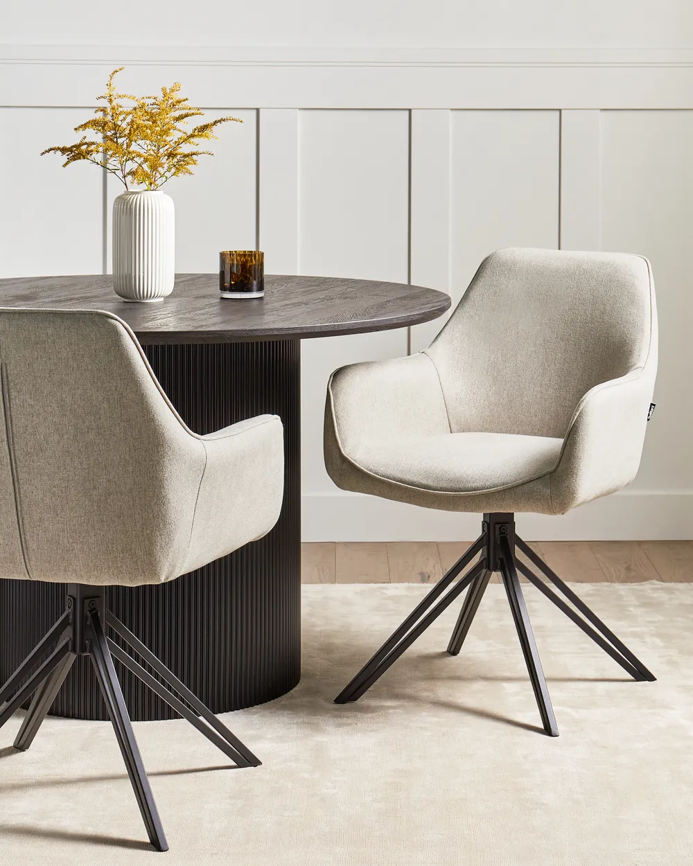 Set med 2 matstolar Vridbar JODAR Taupe