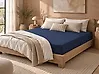 Fitted Sheet HOFUF 200 x 200 cm Cotton Navy Blue