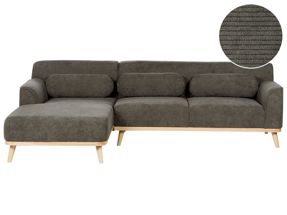 Ecksofa SIMOS Cord Dunkelgrün rechtsseitig