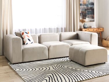 3 Seater Modular Velvet Sofa with Ottoman Beige FALSTERBO