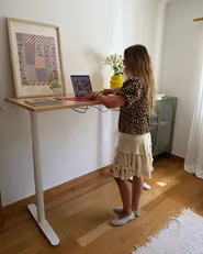 Electric Adjustable Standing Desk DESTINAS 160 cm 72 cm Light Brown/ White_1153646