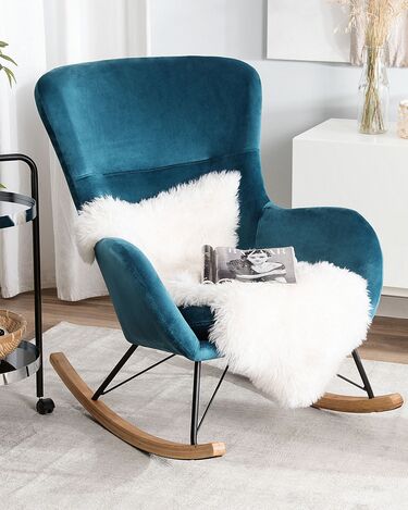 Velvet Rocking Chair Sea Blue ELLAN