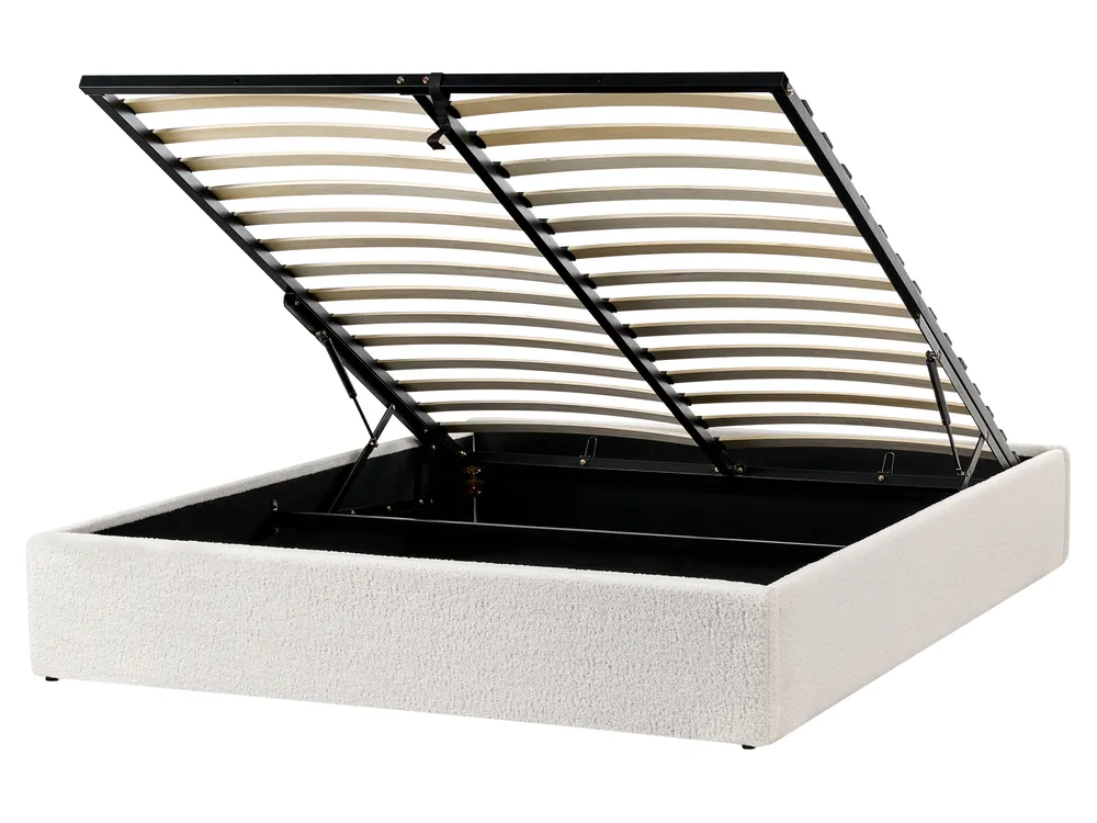 Ottoman Bed without Headboard DINAN Boucle Off-White 160 x 200 cm (EU King Size)_1028954