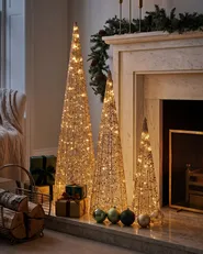 Zestaw 3 dekoracji świątecznych LED VEJLESO 40/60/80 cm Choinka Złoty_1145527