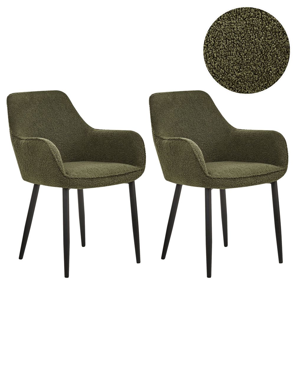 Lot de 2 chaises de salle à manger ALDEN Bouclé Vert foncé