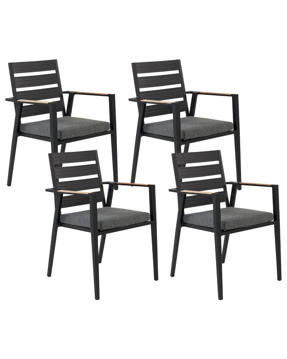 Set of 4 Garden Chairs with Cushions TAVIANO Metal Black