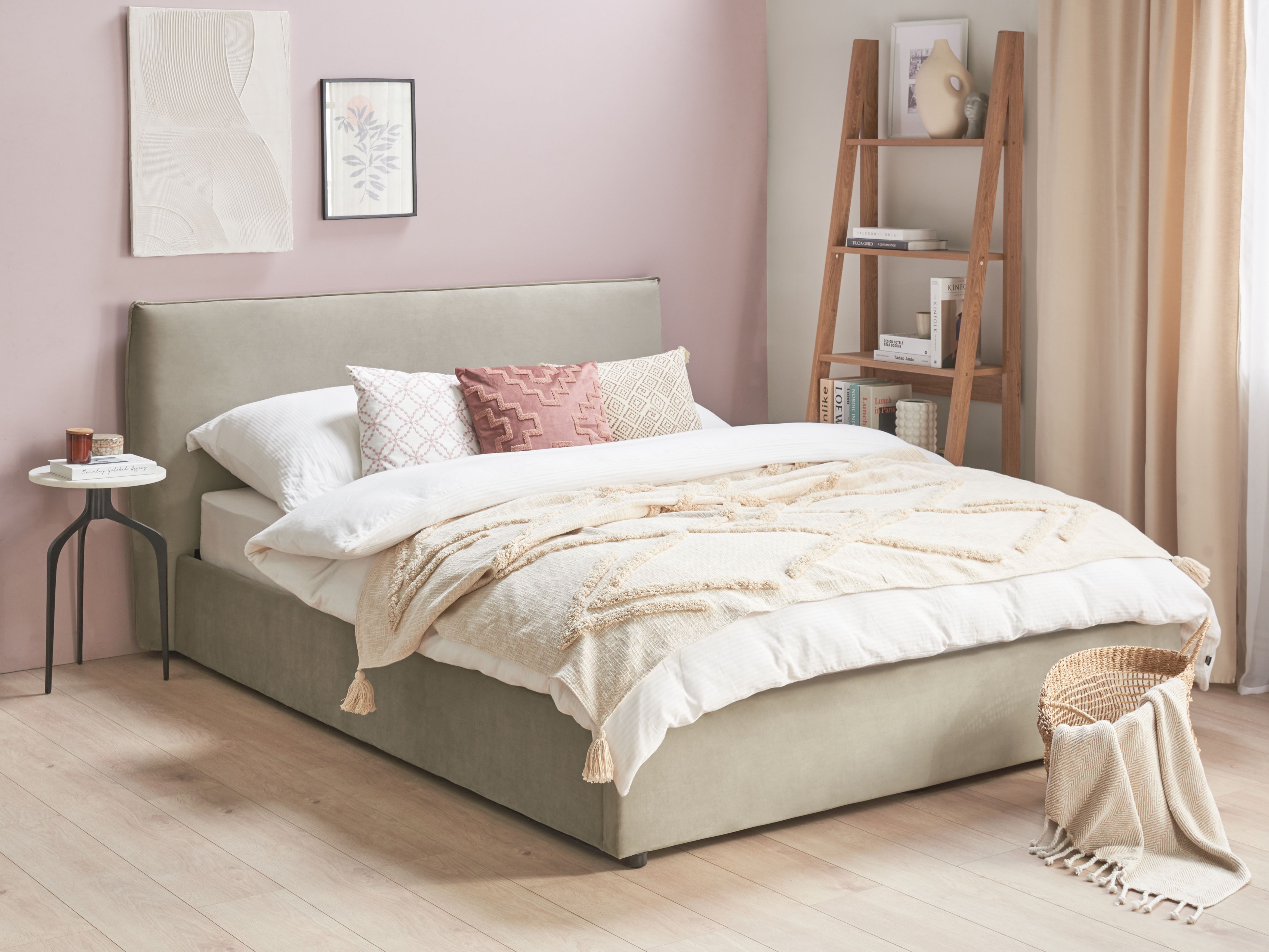 Bett mit Stauraum LAVAUR Samtstoff Taupe 160 x 200 cm_1182417