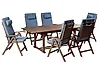 Conjunto de comedor exterior 6 plazas AMANTEA PREMIUM Madera de acacia Azul