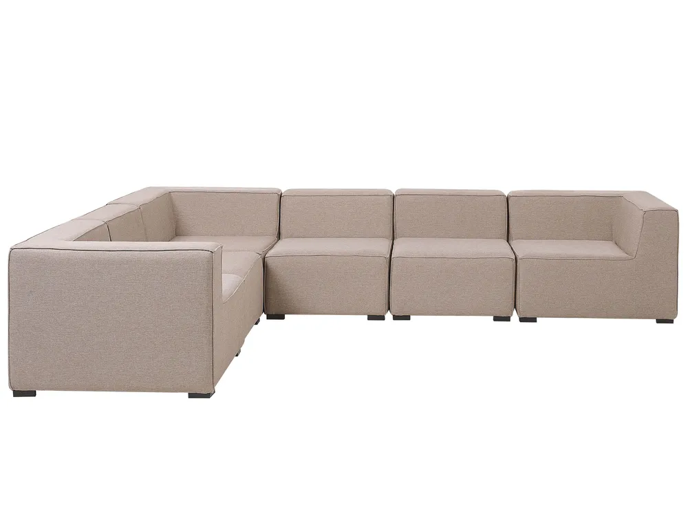Garden Corner Sofa with Ottoman 7 Seater AREZZO Modular Beige Right Hand_825151