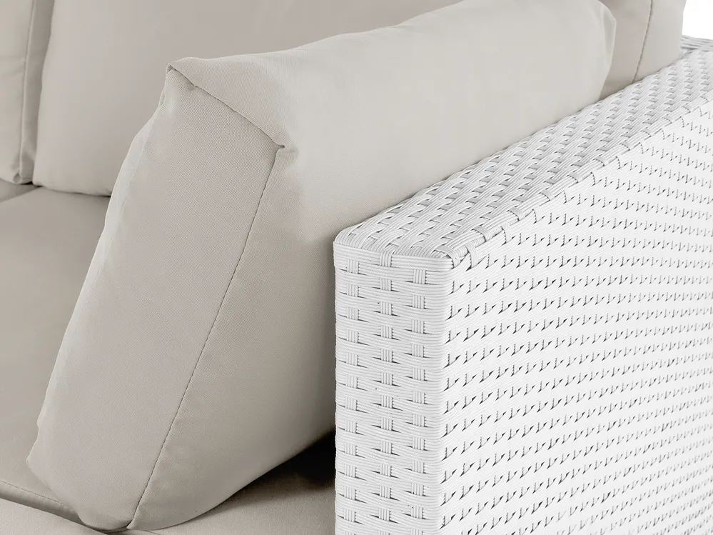 Garden Corner Sofa with Table 4 Seater SANO Modular PE Rattan White Left Hand_741337