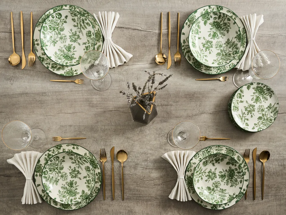 Zastawa stołowa 24-częściowa BASIL Porcelana Zielony
