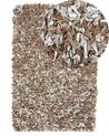 Leather Area Rug 140 x 200 cm Brown with Grey MUT_674876