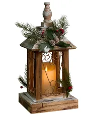 Lanterna a LED SAIMA 40 cm Modello natalizio Marrone scuro_1028196