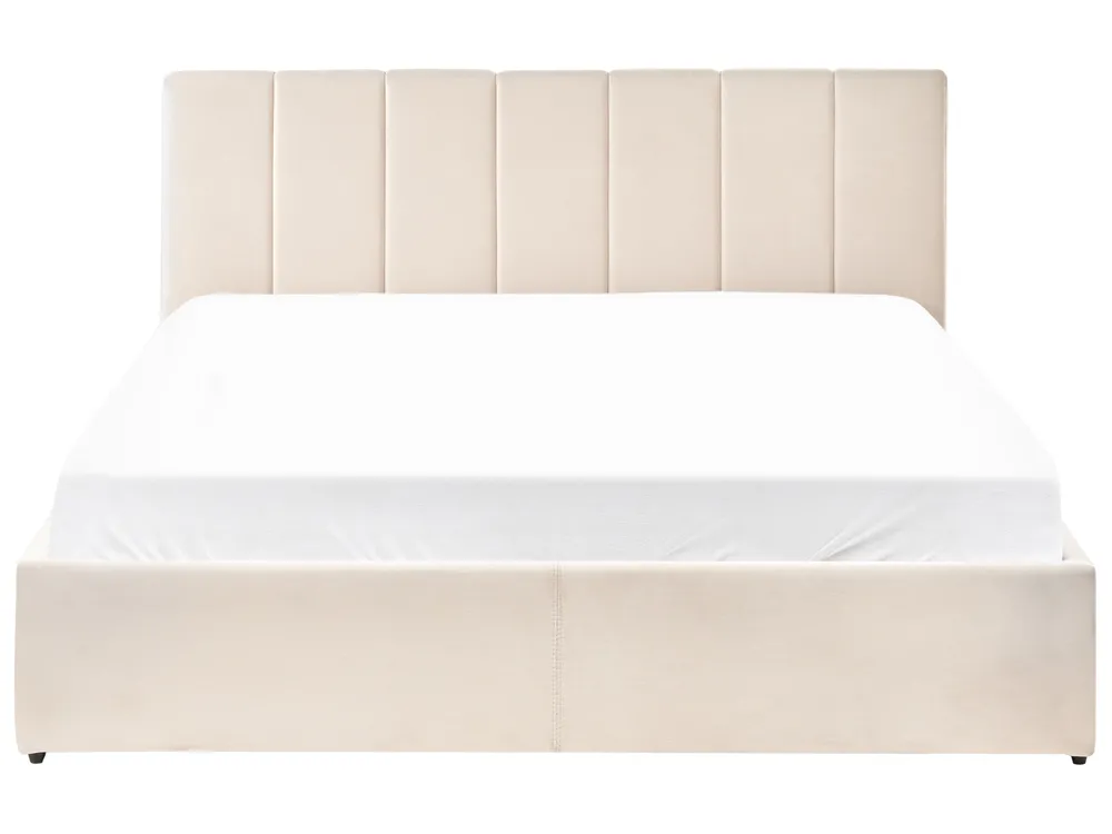 Letto contenitore DREUX Velluto Beige chiaro 160 x 200 cm_1012270