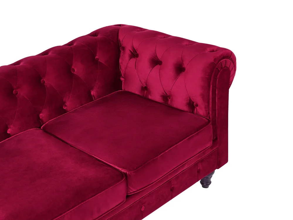 Living Room Set 4 Seater CHESTERFIELD Velvet Dark Red_778798