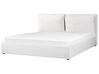 Zamatová posteľ s úložným priestorom 180 x 200 cm krémová biela BAJONNA_871316