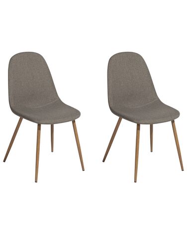 Deux chaises de salle à manger en tissu gris-marron BRUCE