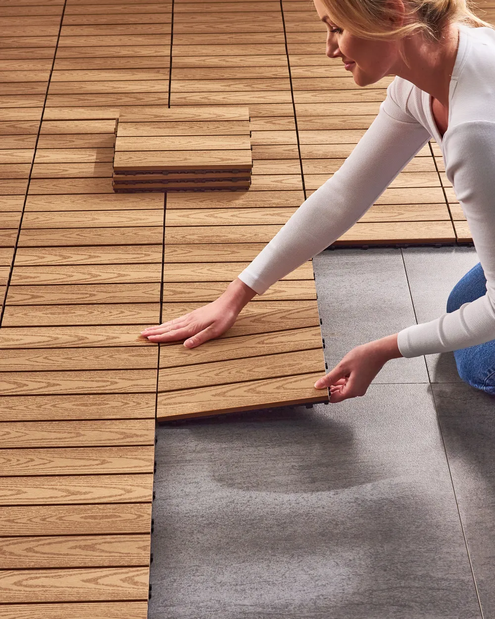 Outdoor Flooring ATESSA Wood-Plastic Composite (WPC) Light Brown_966721