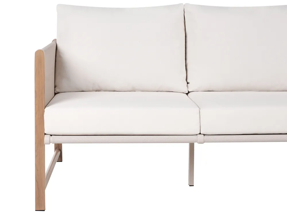 Garden Lounge Set with Table and Ottoman 5 Seater NOLA Metal Light Beige_998406