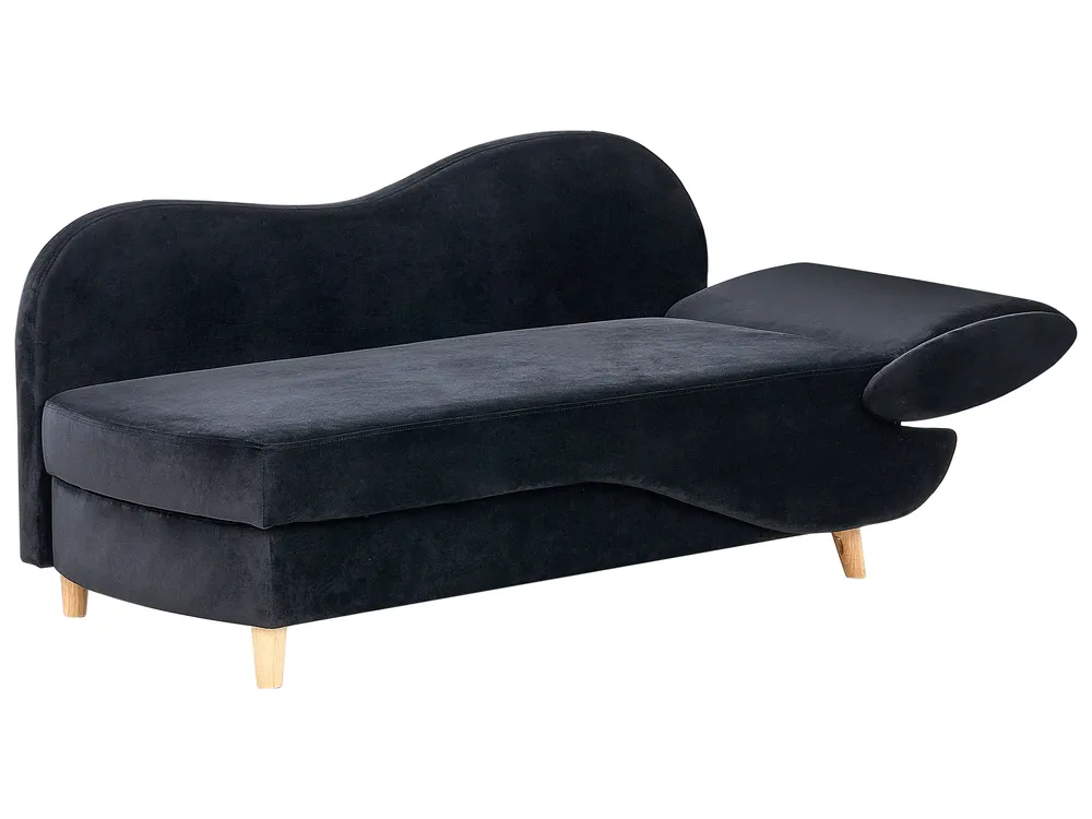 Right-Hand Chaise Longue MERI with Storage Velvet Black_914246