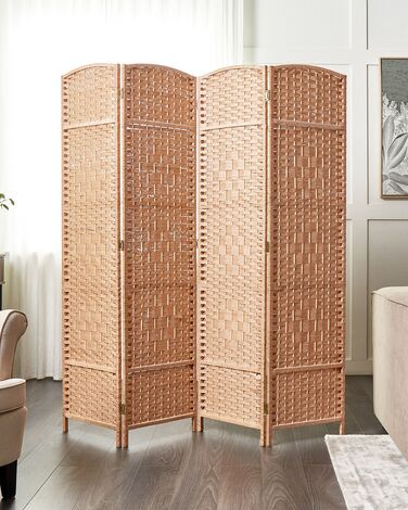 Folding 4 Panel Room Divider 178 x 163 cm Natural LAPPAGO