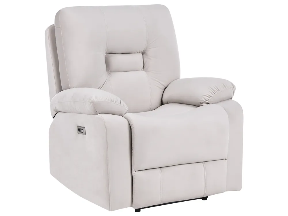 Electric Recliner Living Room Set 6 Seater BERGEN with USB Port Velvet Light Beige_1064830