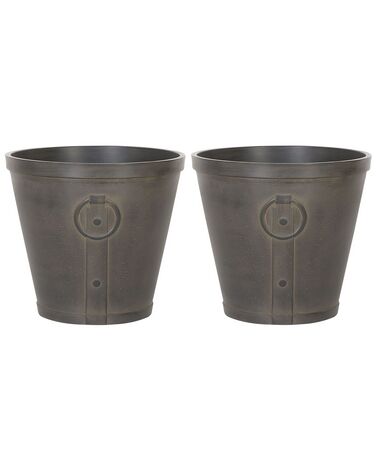 Set of  2 Plant Pots ⌀ 45 cm Brown VARI