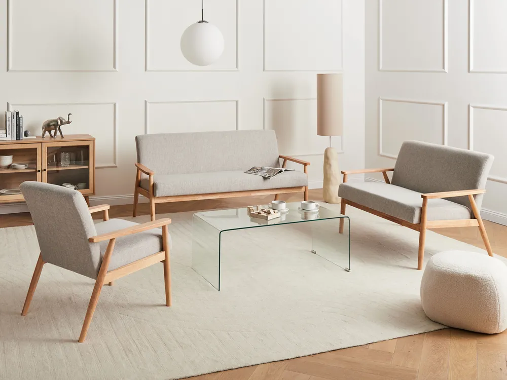 Sofa 3 Seater ESRUM Fabric Light Brown/ Grey_1023030