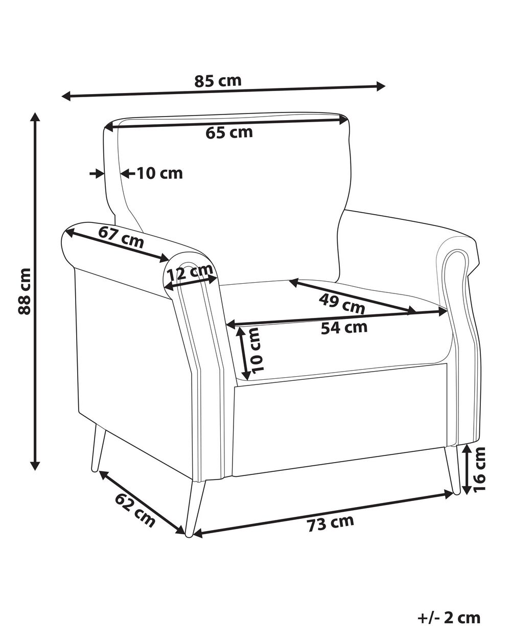Standard armchair dimensions best sale