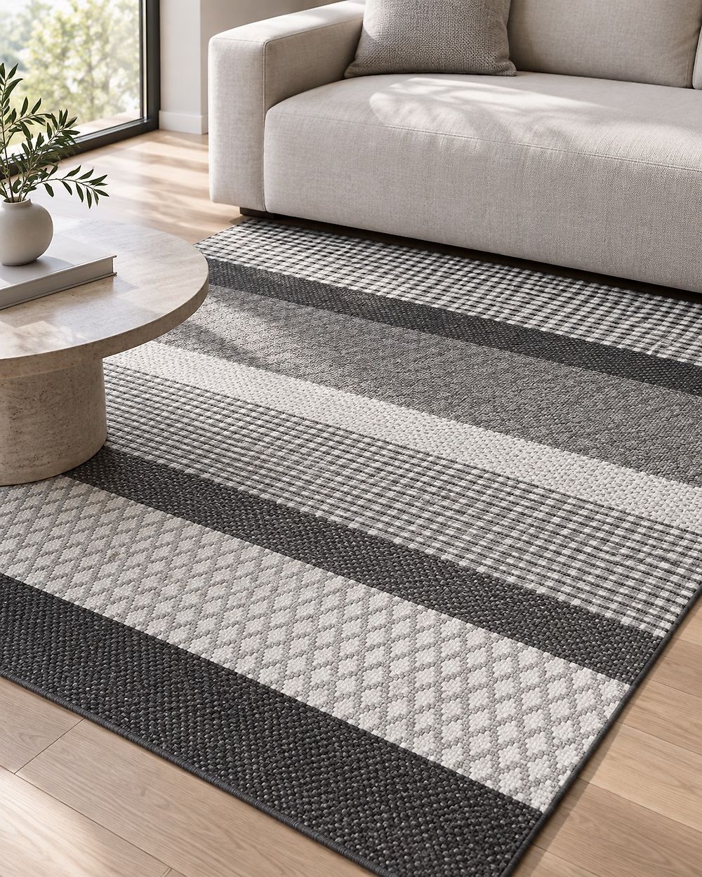 Rug AKKAYA Grey 140 x 200 cm Wool