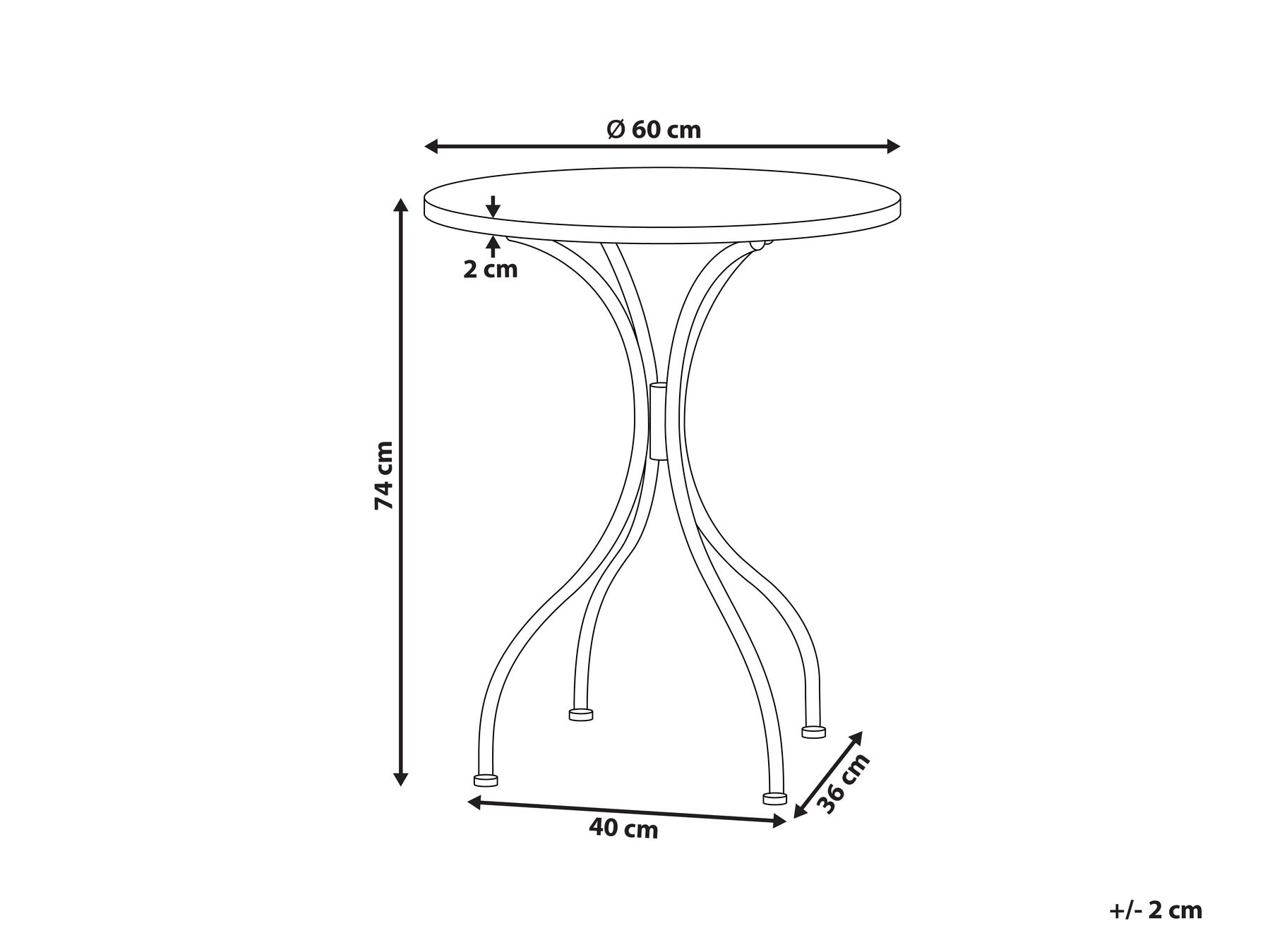 Stolik bistro CASARIO 60 cm 60 cm Czarny_919987