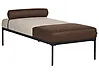 Chaise Longue MALMOS Faux Linen Faux Leather Dark Brown