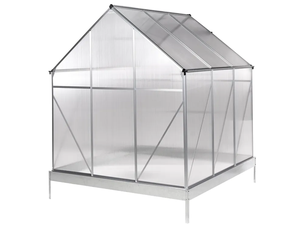 Garden Greenhouse APULIA 191 cm 190 cm Silver_1005241